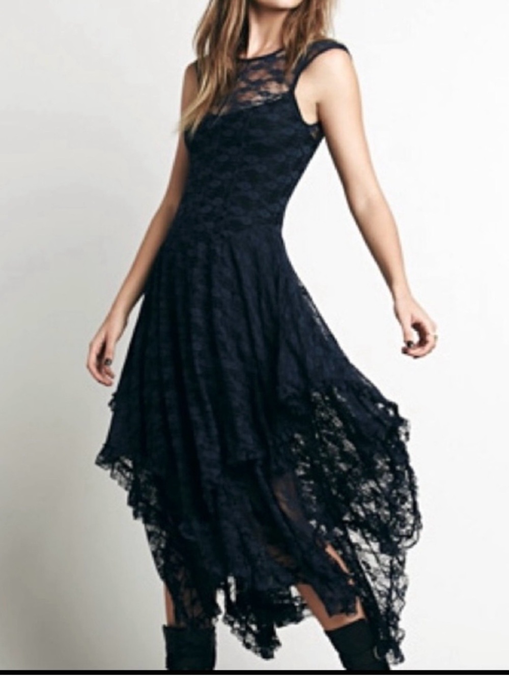 Free People French Courtship Slip/Dress. Stretch Lace/Alone or Layered. NWOT Lg